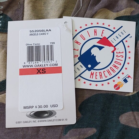 Oakley Angels Baseball Olive & Tan Camo Short Sleeve Tee Women's Size XS - Picture 9 of 11